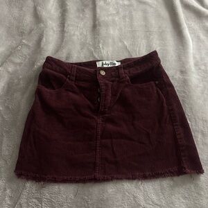 Indigo Rein Deep Red Corduroy Mini Skirt